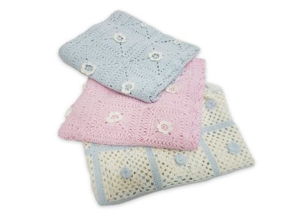 Βρεφική Κουβέρτα Χειροποίητη Rose | Γαρύφαλλο - Λευκά Είδη