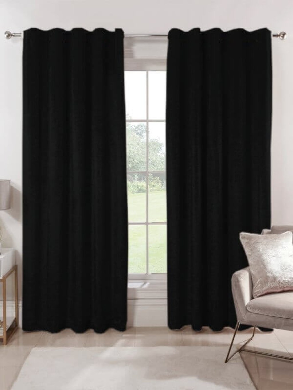Κουρτίνα Blackout-Συσκότισης Μαύρο Luxury Velour με Τρέσα Γαρύφαλλο 290x280 | Γαρύφαλλο - Λευκά Είδη