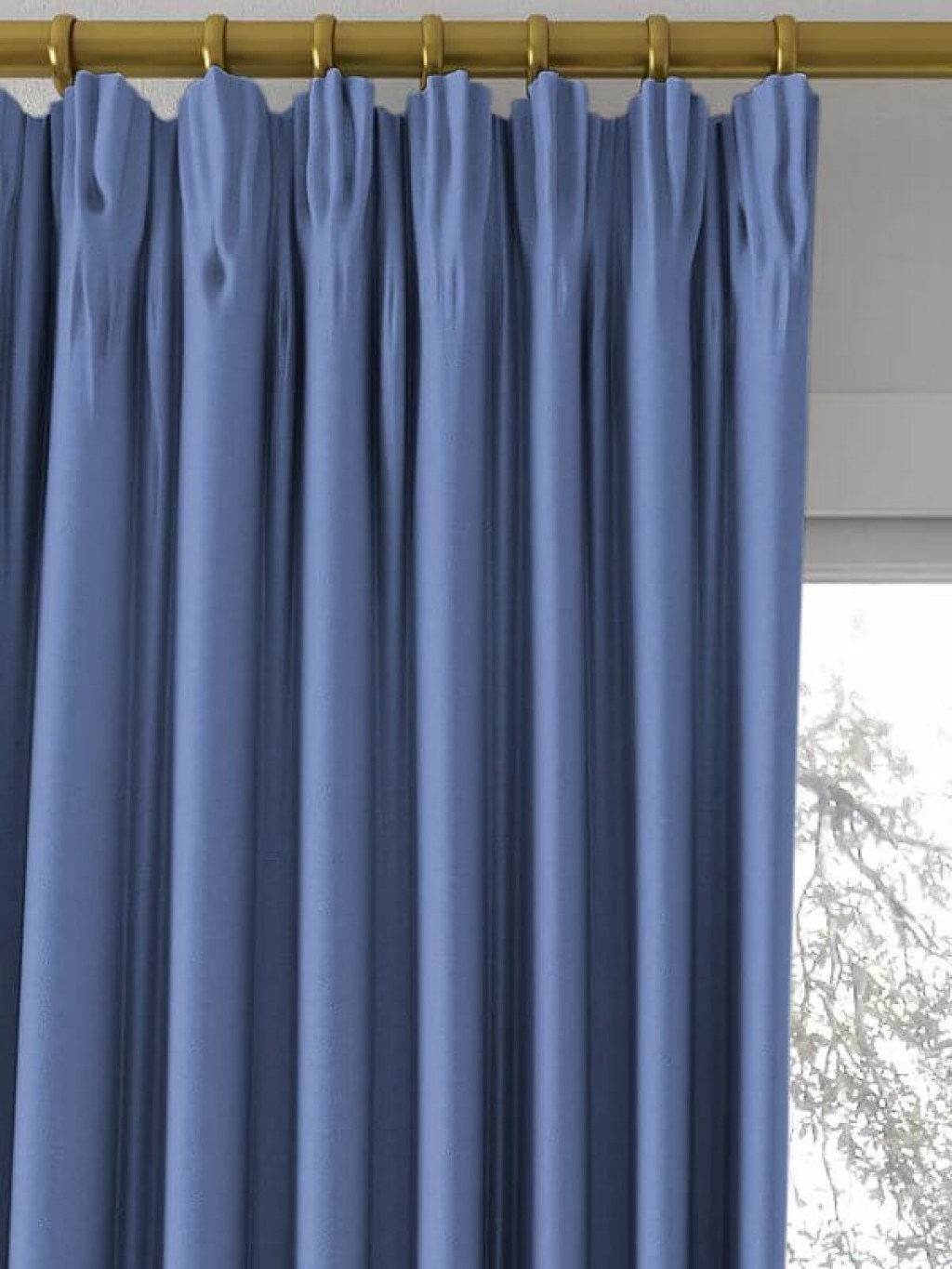 Κουρτίνα Blackout-Συσκότισης Μπλε-Γκρι Silk Touch με Τρέσα Γαρύφαλλο 285x280 | Γαρύφαλλο - Λευκά Είδη