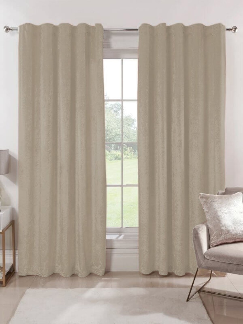 Κουρτίνα Blackout-Συσκότισης Μπεζ Luxury Velour με Τρέσα Γαρύφαλλο 290x280 | Γαρύφαλλο - Λευκά Είδη