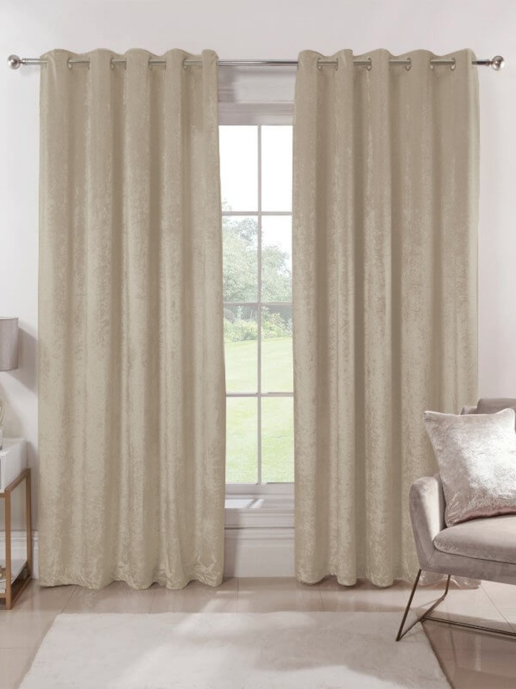 Κουρτίνα Blackout-Συσκότισης Μπεζ Luxury Velour με Τρουκς Γαρύφαλλο 290x280 | Γαρύφαλλο - Λευκά Είδη