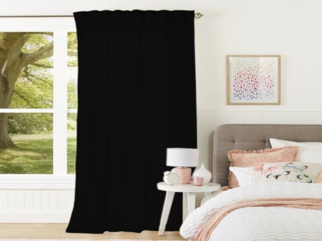 Κουρτίνα Μεσαίας Σκίασης Μονόχρωμη Μαύρη με Τρέσα Vera Γαρύφαλλο 280x280 | Γαρύφαλλο - Λευκά Είδη