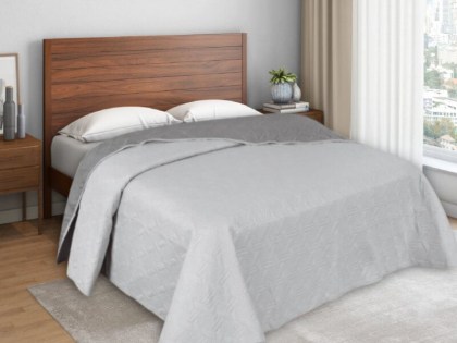 Κουβερλί Γκρι Διπλής Όψεως Microfiber Geo Γαρύφαλλο | Γαρύφαλλο - Λευκά Είδη
