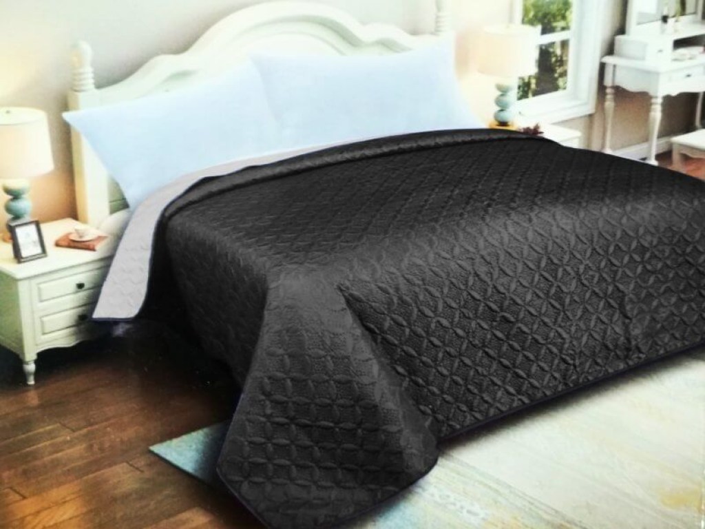 Κουβερλί Μονό Ανθρακί-Γκρι Microfiber Διπλής Όψης Ρόμβος Γαρύφαλλο 160x240 | Γαρύφαλλο - Λευκά Είδη