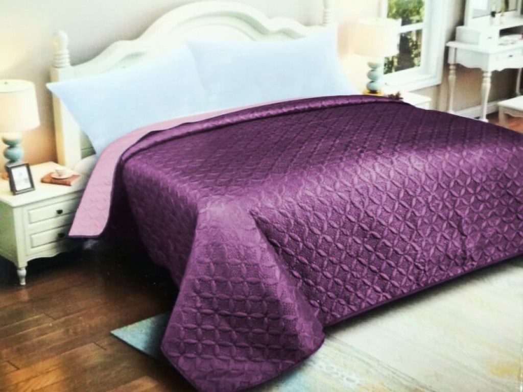 Κουβερλί Μονό Μωβ-Λιλά Microfiber Διπλής Όψης Ρόμβος Γαρύφαλλο 160x240 | Γαρύφαλλο - Λευκά Είδη