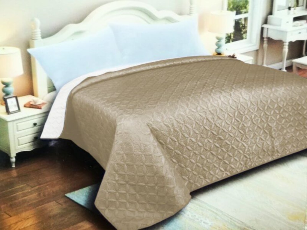 Κουβερλί Μονό Μπεζ-Ανοικτό Γκρι Microfiber Διπλής Όψης Ρόμβος Γαρύφαλλο 160x240 | Γαρύφαλλο - Λευκά Είδη