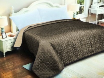 Κουβερλί Μονό Χακί-Μπεζ Microfiber Διπλής Όψης Ρόμβος Γαρύφαλλο 160x240 | Γαρύφαλλο - Λευκά Είδη