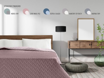 Κουβερλί Υπέρδιπλό Microfiber Διπλής Όψης Lines Γαρύφαλλο 240x260 | Γαρύφαλλο - Λευκά Είδη