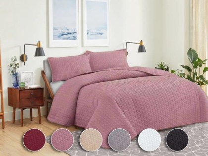 Κουβερλί Σετ Μονόχρωμο Leaves Διπλής Όψεως Microfiber Γαρύφαλλο | Γαρύφαλλο - Λευκά Είδη