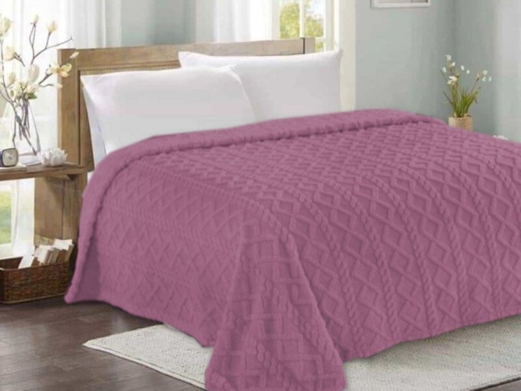 Κουβέρτα Διπλή Fleece με Sherpa Αμέθυστος Ανάγλυφη Luxe Soft Γαρύφαλλο 200x230 | Γαρύφαλλο - Λευκά Είδη