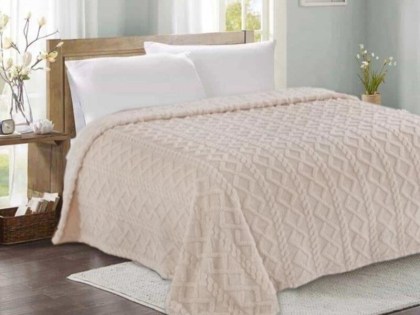 Κουβέρτα Διπλή Fleece Ανοικτό Μπεζ Ανάγλυφη Luxe Soft Γαρύφαλλο 200x230 | Γαρύφαλλο - Λευκά Είδη