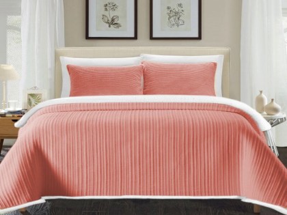 Κουβέρτα Μονή Κοραλί Super Soft Sherpa Stripes Γαρύφαλλο 160x220 | Γαρύφαλλο - Λευκά Είδη