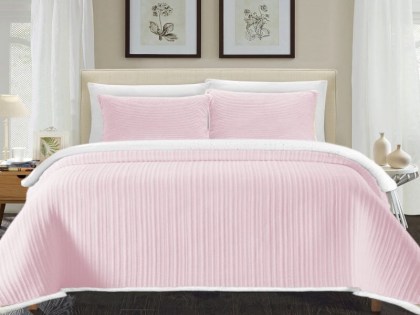 Κουβέρτα Μονή Ροζ Super Soft Sherpa Stripes Γαρύφαλλο 160x220 | Γαρύφαλλο - Λευκά Είδη