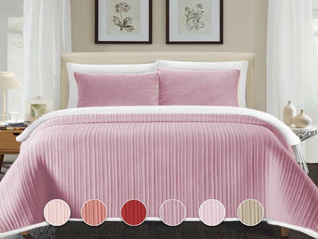 Κουβέρτα Μονή Super Soft Sherpa Stripes Γαρύφαλλο 160x220 | Γαρύφαλλο - Λευκά Είδη