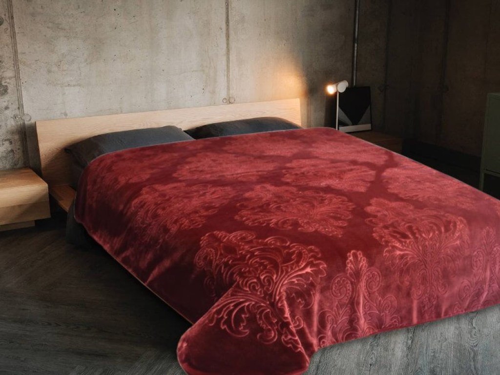 Κουβέρτα Υπέρδιπλη Μπορντό Ανάγλυφη Βελουτέ Branch Γαρύφαλλο 220x240 | Γαρύφαλλο - Λευκά Είδη