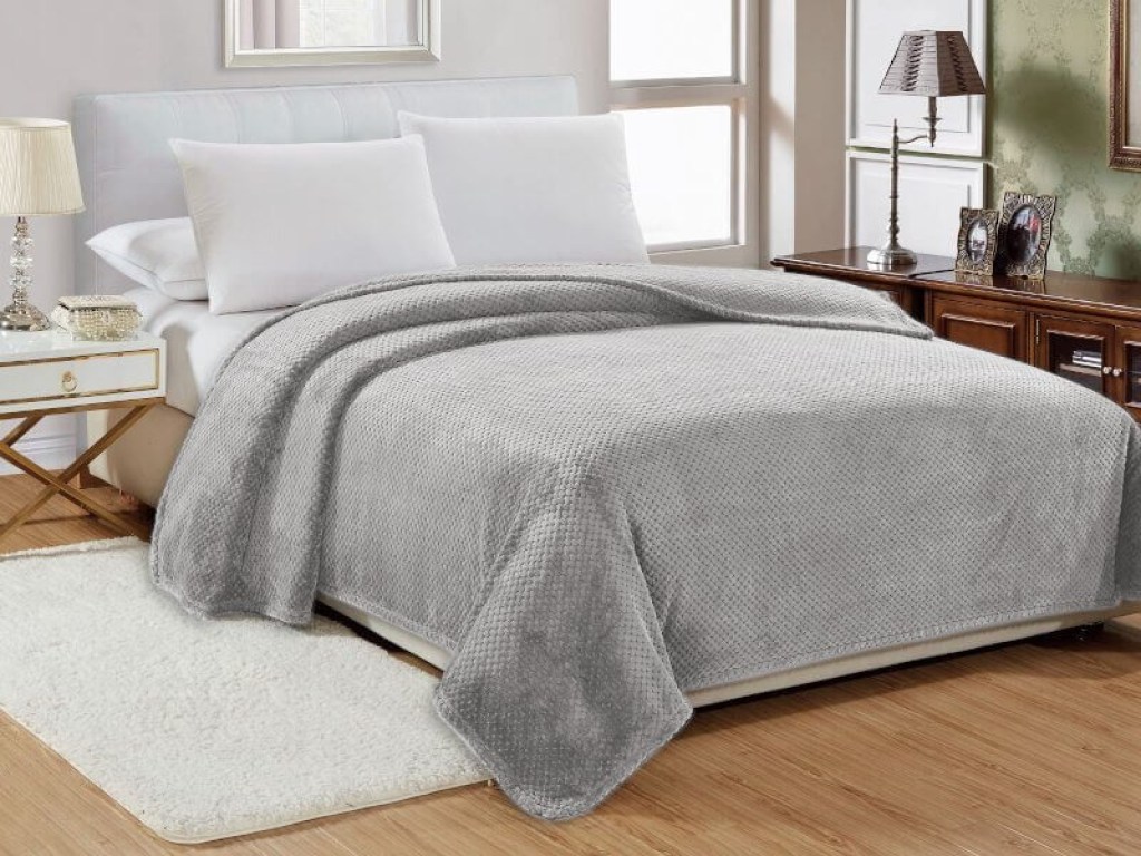 Κουβέρτα Υπέρδιπλη Βελουτέ Ανοικτό  Γκρι Popcorn Jacquard Flannel Γαρύφαλλο 220x240 | Γαρύφαλλο - Λευκά Είδη