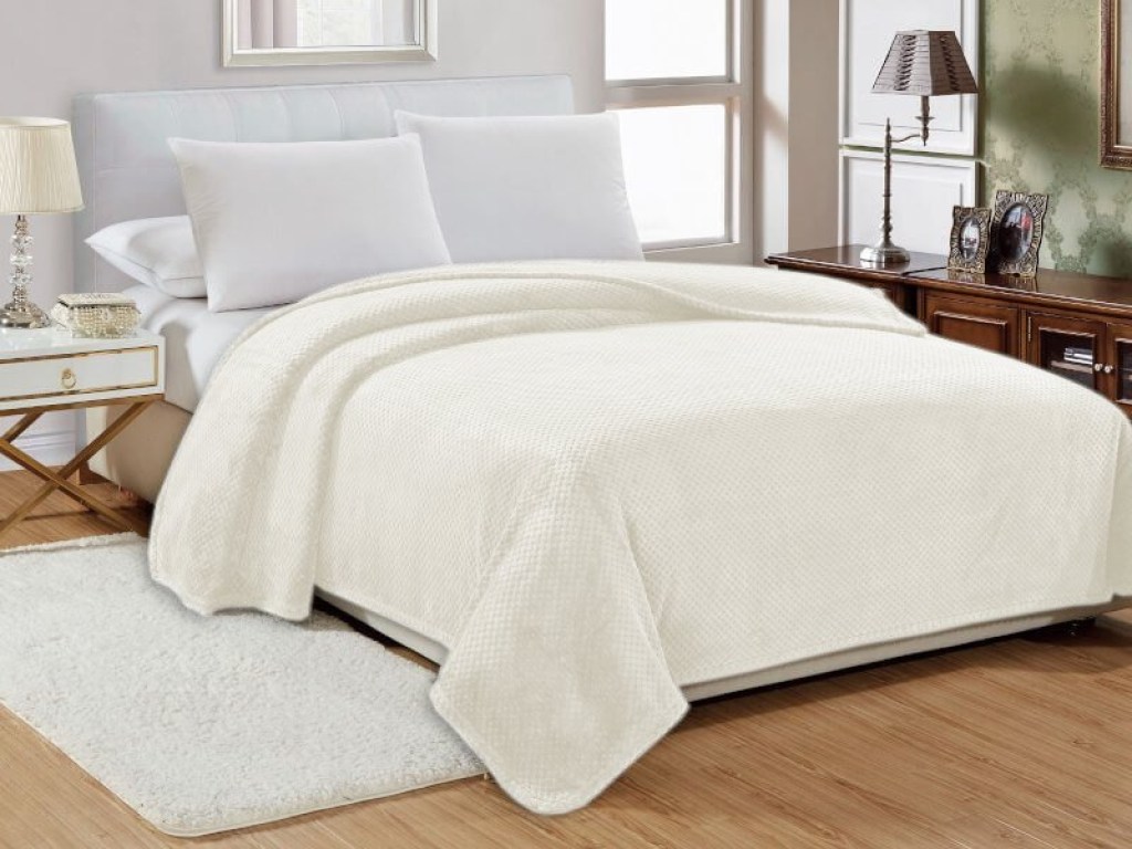 Κουβέρτα Υπέρδιπλη Βελουτέ Εκρού Popcorn Jacquard Flannel Γαρύφαλλο 220x240 | Γαρύφαλλο - Λευκά Είδη