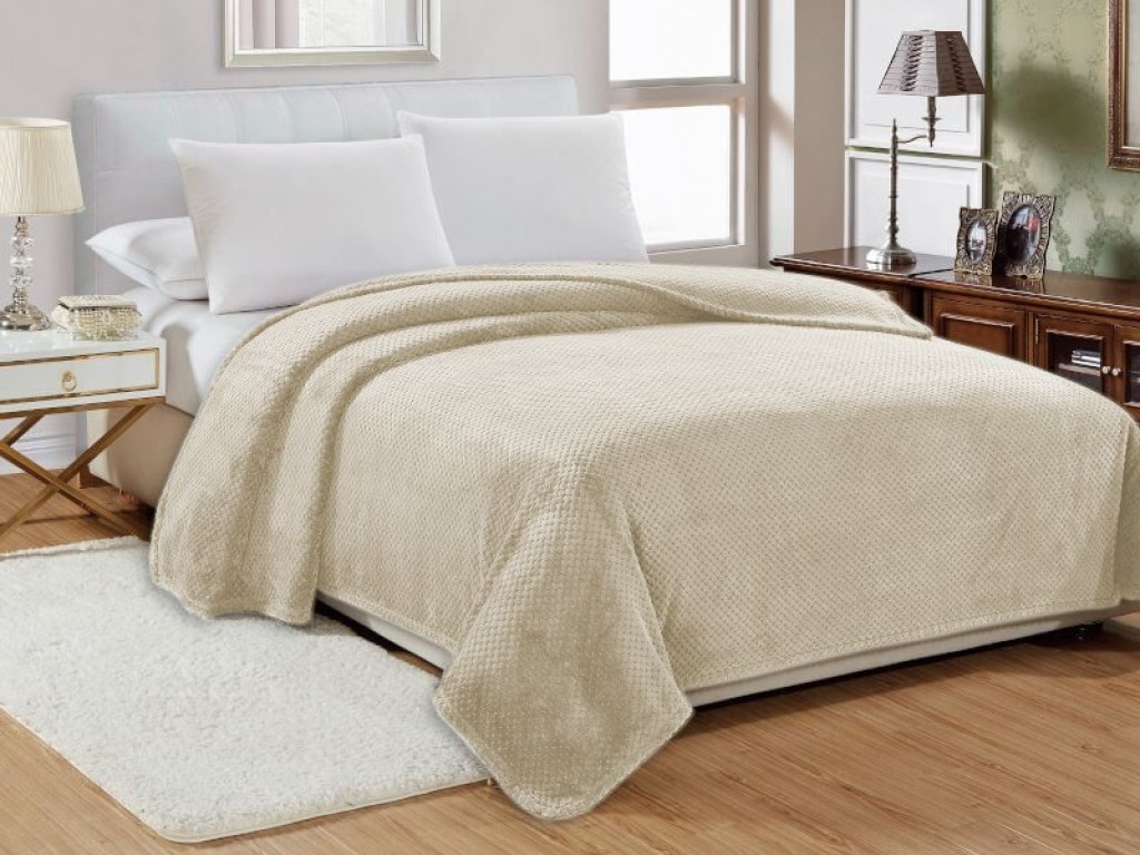 Κουβέρτα Υπέρδιπλη Βελουτέ Μπεζ Popcorn Jacquard Flannel Γαρύφαλλο 220x240 | Γαρύφαλλο - Λευκά Είδη
