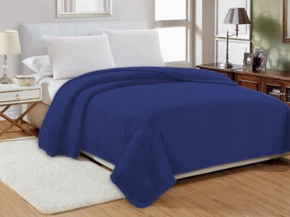 Κουβέρτα Διπλή Βελουτέ Σκούρο Μπλε Popcorn Jacquard Flannel Γαρύφαλλο 200x240 | Γαρύφαλλο - Λευκά Είδη