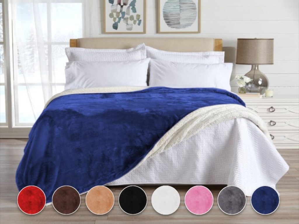 Κουβέρτα Υπέρδιπλη Βελουτέ Με Sherpa Γαρύφαλλο 220x240 | Γαρύφαλλο - Λευκά Είδη