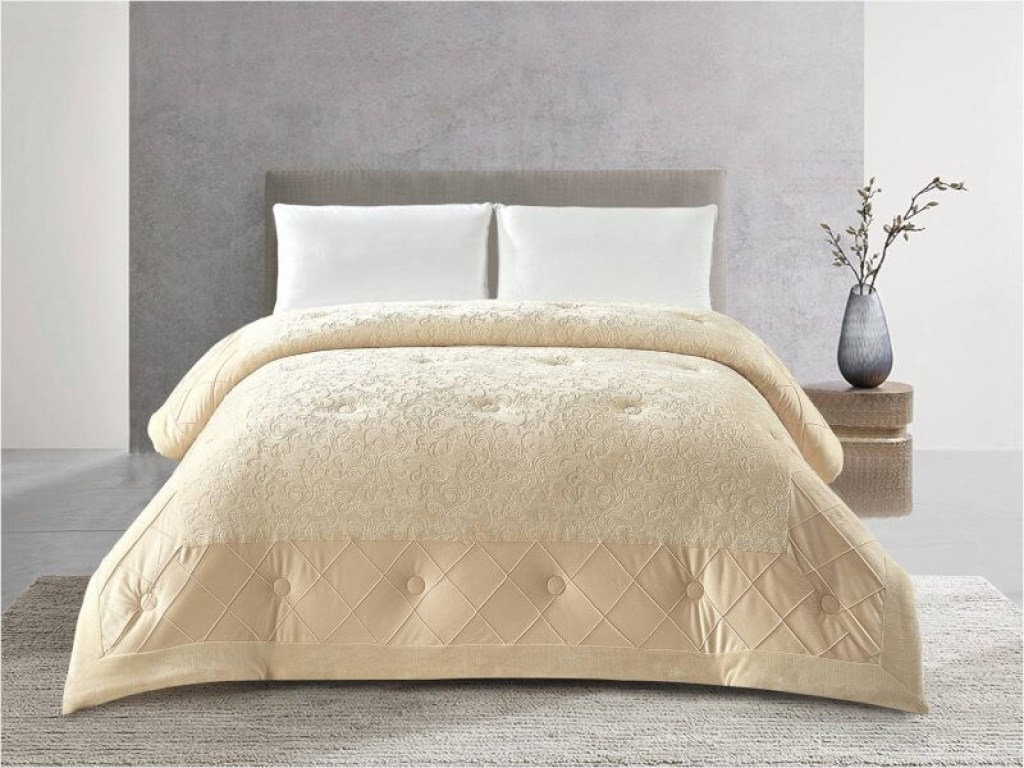 Κουβερτοπάπλωμα Βελουτέ Crystal Velvet Μπεζ Γαρύφαλλο | Γαρύφαλλο - Λευκά Είδη