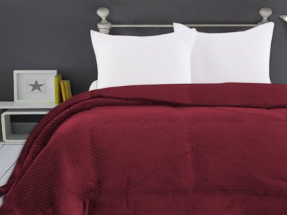 Κουβερτοπάπλωμα Μονό Μπορντό Βελουτέ Popcorn Diamond 350gsm Γαρύφαλλο 160x220 | Γαρύφαλλο - Λευκά Είδη