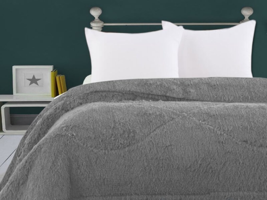 Κουβερτοπάπλωμα Υπέρδιπλο Γούνινο Γκρι Γαρύφαλλο 220x240 | Γαρύφαλλο - Λευκά Είδη