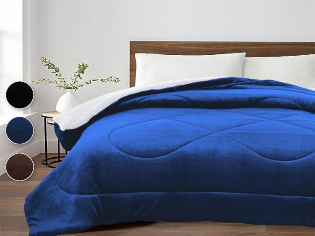 Κουβερτοπάπλωμα Υπέρδιπλο Βελουτέ Με Sherpa 350gsm Γαρύφαλλο 220x240 | Γαρύφαλλο - Λευκά Είδη