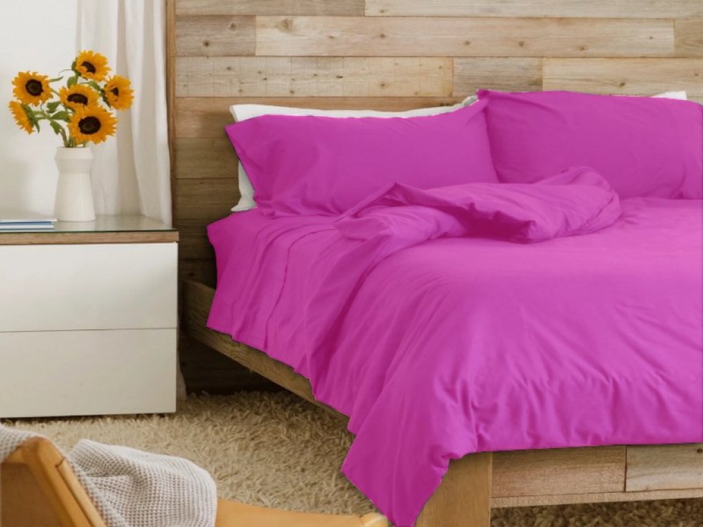 Σετ Σεντόνια Μονά Μονόχρωμα Polycotton Γαρύφαλλο | Γαρύφαλλο - Λευκά Είδη