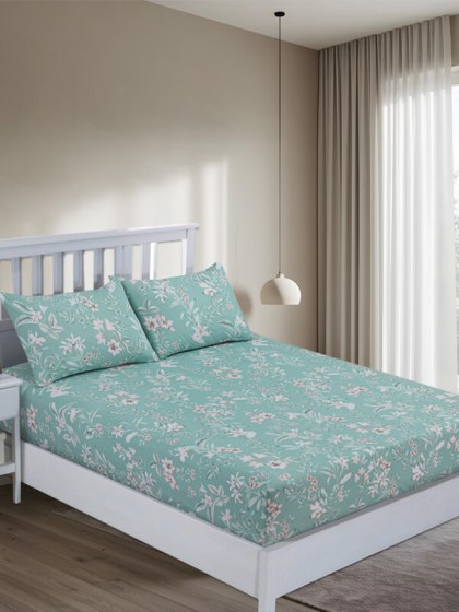 Κατωσέντονο Υπέρδιπλο Φανελένιο με Λάστιχο Εμπριμέ Floral in Bloom 100% Βαμβακερά Γαρύφαλλο 180x200+32cm | Γαρύφαλλο - Λευκά Είδη