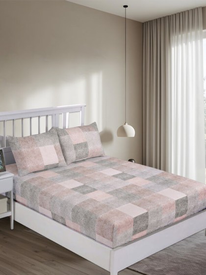 Κατωσέντονο Υπέρδιπλο Φανελένιο με Λάστιχο PatchWork 100% Βαμβακερά Γαρύφαλλο 180x200+32cm | Γαρύφαλλο - Λευκά Είδη