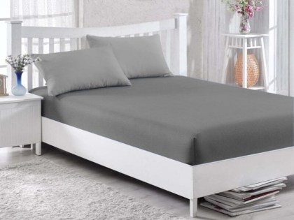 Κατωσέντονο Υπέρδιπλο με Λάστιχο Γκρι 100% Βαμβακερό Γαρύφαλλο 180x200+30cm | Γαρύφαλλο - Λευκά Είδη