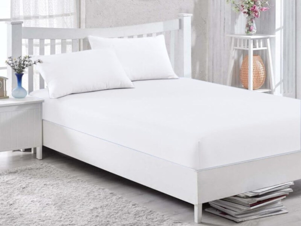 Κατωσέντονο Υπέριπλο με Λάστιχο Λευκό 100% Βαμβακερό Γαρύφαλλο 180x200+30cm | Γαρύφαλλο - Λευκά Είδη