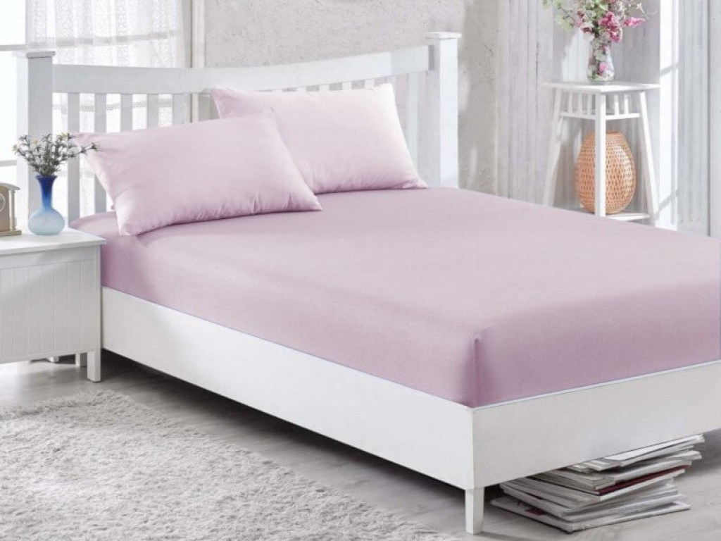 Κατωσέντονο Υπέρδιπλο με Λάστιχο Λιλά 100% Βαμβακερό Γαρύφαλλο 180x200+30cm | Γαρύφαλλο - Λευκά Είδη