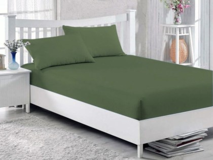 Κατωσέντονο Υπέρδιπλο με Λάστιχο Olive 100% Βαμβακερό Γαρύφαλλο 180x200+30cm | Γαρύφαλλο - Λευκά Είδη