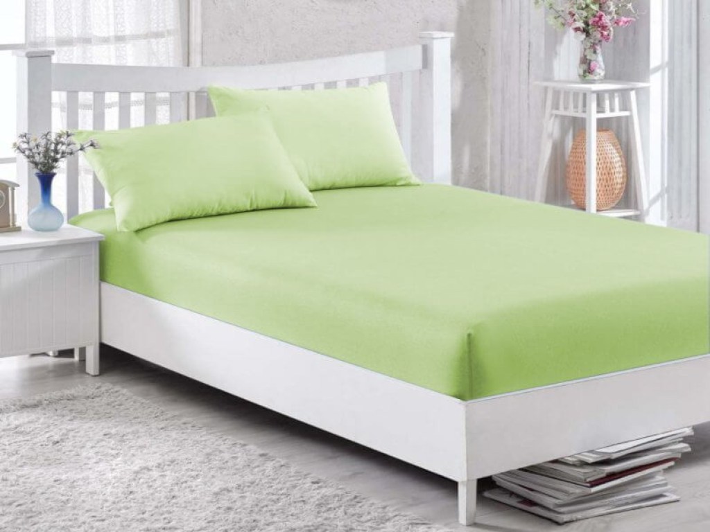 Κατωσέντονο Υπέρδιπλο με Λάστιχο Πράσινο 100% Βαμβακερό Γαρύφαλλο 180x200+30cm | Γαρύφαλλο - Λευκά Είδη