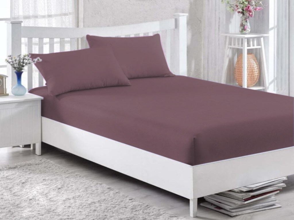 Κατωσέντονο με Λάστιχο Σκούρο Βιολετί 100% Βαμβακερό Γαρύφαλλο 100-180x200+30cm | Γαρύφαλλο - Λευκά Είδη