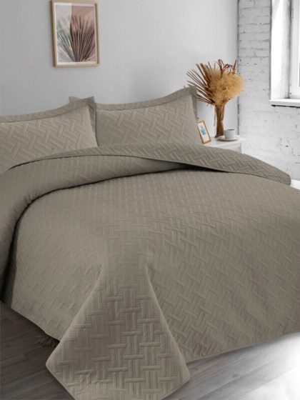 Κουβερλί Σετ Διπλό Tetris Μόκα-Μόκα Διπλής Όψεως Microfiber Γαρύφαλλο 220x240  | Γαρύφαλλο - Λευκά Είδη
