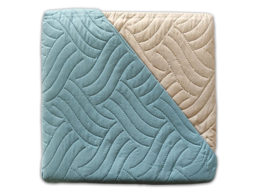 Κουβερλί Διπλό Microfiber Διπλής Όψης Κύμα Τυρκουάζ με Μπεζ Γαρύφαλλο 220x240 | Γαρύφαλλο - Λευκά Είδη