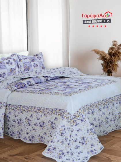 Κουβερλί Σετ Φλοραλ Purple Roses Διπλής Όψεως Microcotton Γαρύφαλλο 220x240  | Γαρύφαλλο - Λευκά Είδη