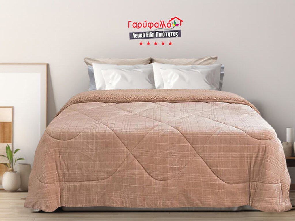 Κουβερτοπάπλωμα Γούνινο με Γραμμικό Σχέδιο Γαρύφαλλο 220x240 | Γαρύφαλλο - Λευκά Είδη