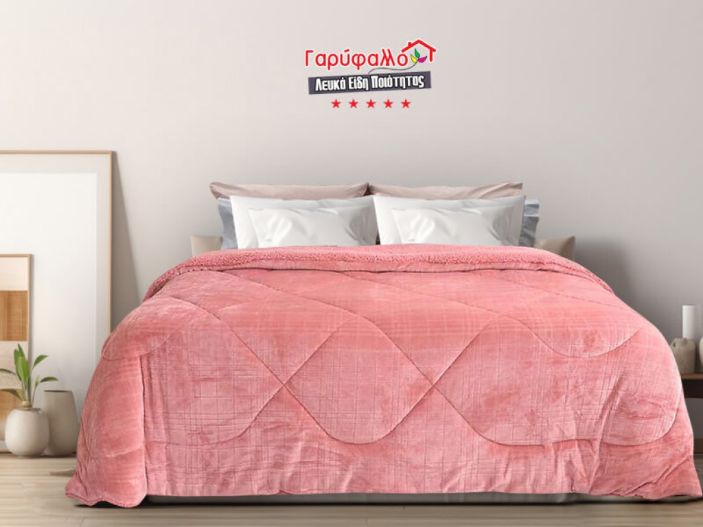 Κουβερτοπάπλωμα Γούνινο με Γραμμικό Σχέδιο Γαρύφαλλο 220x240 | Γαρύφαλλο - Λευκά Είδη