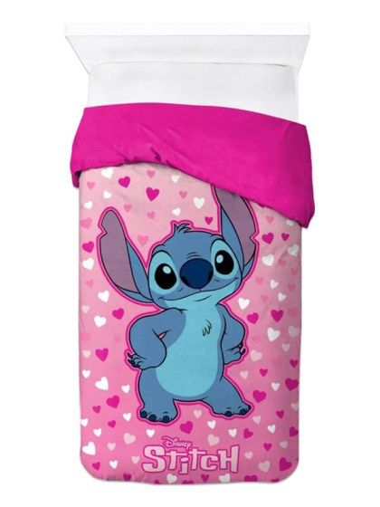 Κουβερτοπάπλωμα Μονό Ροζ Flannel-Sherpa Disney Stitch Γαρύφαλλο 160x250 | Γαρύφαλλο - Λευκά Είδη