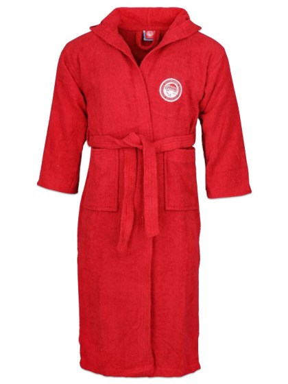 Μπουρνούζι Ανδρικό Ολυμπιακός Κόκκινο με Κουκούλα Βαμβακερό 450gsm Γαρύφαλλο | Γαρύφαλλο - Λευκά Είδη