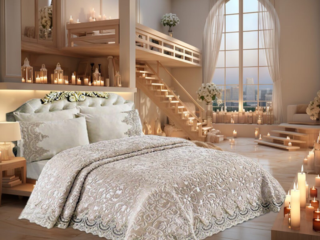 Νυφικό Σετ Κρεβατιού Υπέρδιπλο Μπεζ Αφροδίτη 6 ΤΜΧ 240x220 Γαρύφαλλο | Γαρύφαλλο - Λευκά Είδη