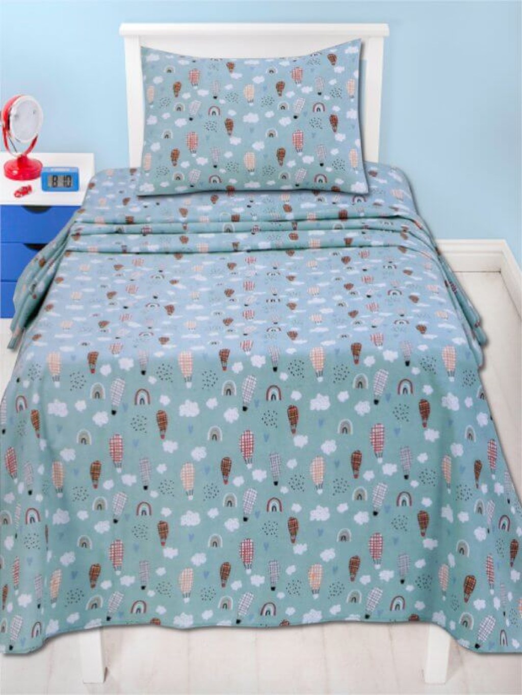 Παιδικά Σεντόνια Σετ Πετρόλ 100% Βαμβακερά Αερόστατο Γαρύφαλλο 160x270 | Γαρύφαλλο - Λευκά Είδη