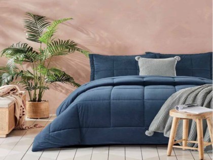 Πάπλωμα Υπέρδιπλο Primavera Navy Βελούδο Γαρύφαλλο 220x240 | Γαρύφαλλο - Λευκά Είδη