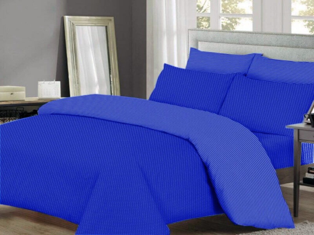 Παπλωματοθήκη Σετ Royal Blue Πουά-Ριγέ Γαρύφαλλο | Γαρύφαλλο - Λευκά Είδη