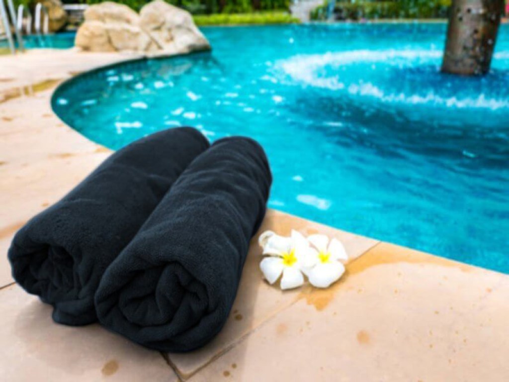 Πετσέτα Πισίνας Ξενοδοχείου Μαύρο Βαμβακερή 600gsm Γαρύφαλλο 80x200 | Γαρύφαλλο - Λευκά Είδη