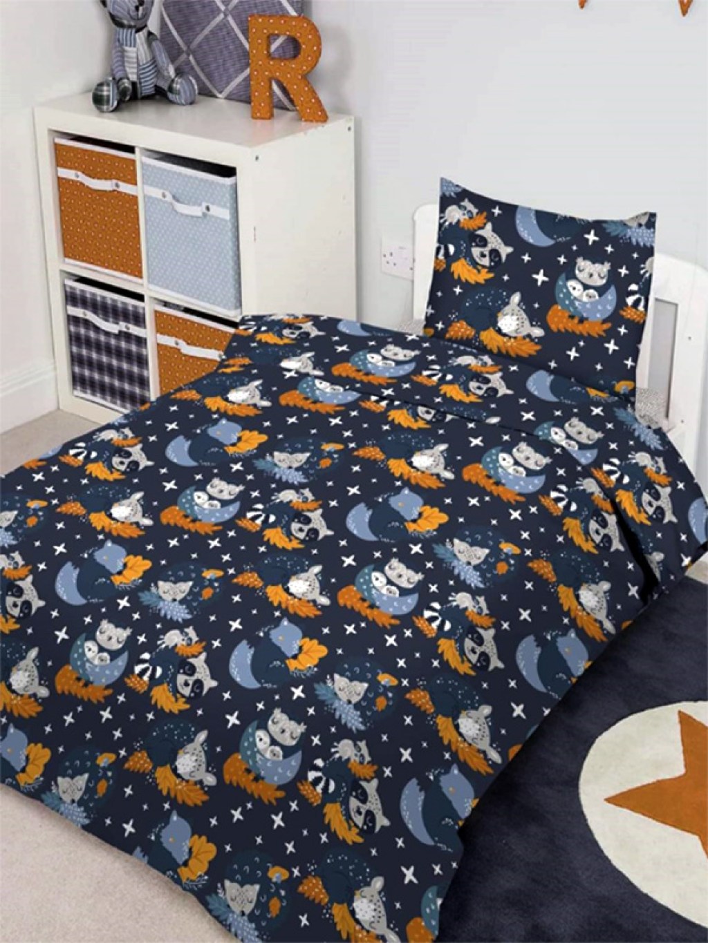 Σετ Παιδικά Σεντόνια Μπλε Κουκουβάγια Βαμβακερά Γαρύφαλλο 160x240 | Γαρύφαλλο - Παιδικά Σεντόνια - Λευκά Είδη